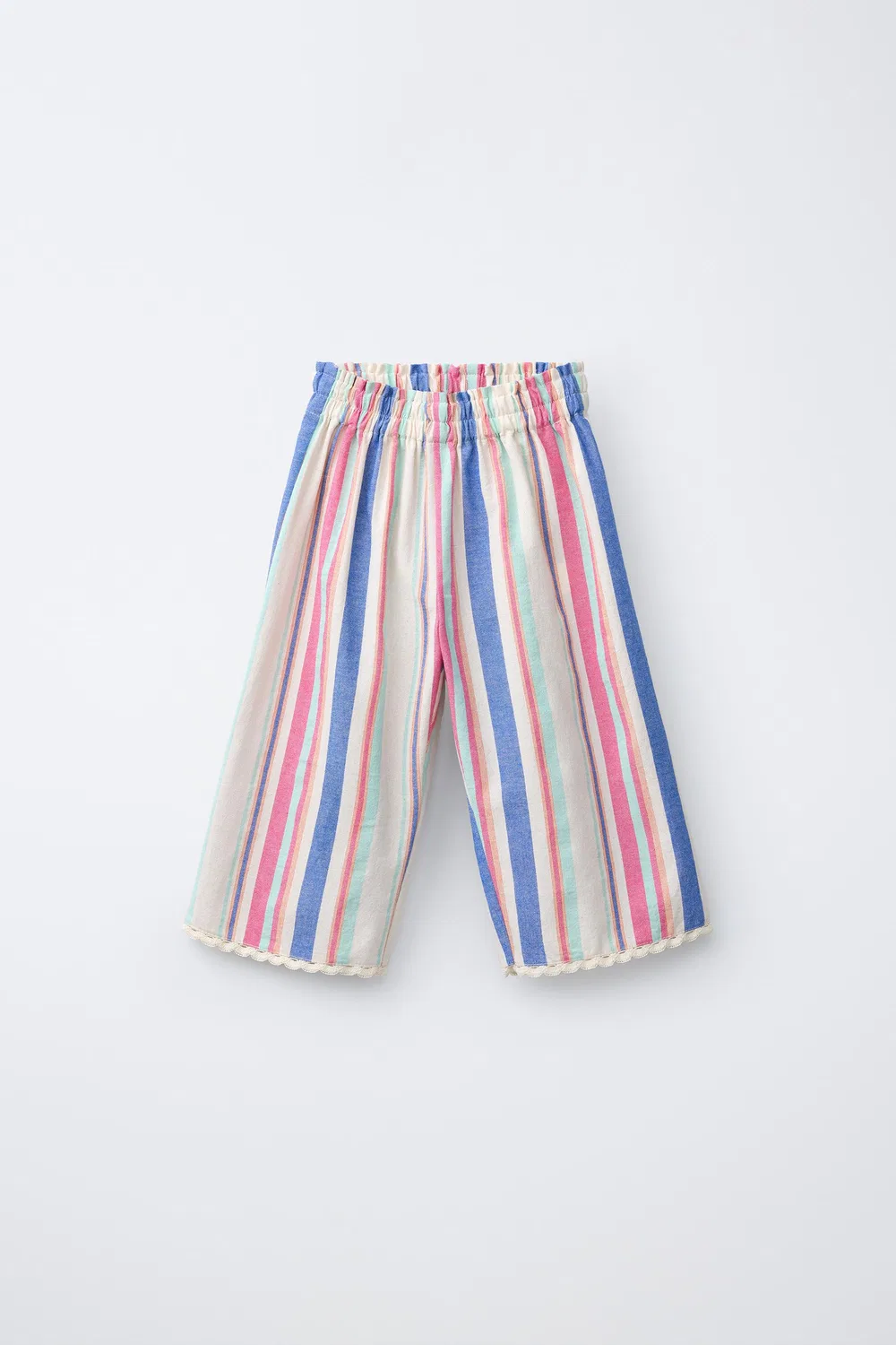 Полосатые широкие брюки с кружевной отделкой ZARA, Multicoloured