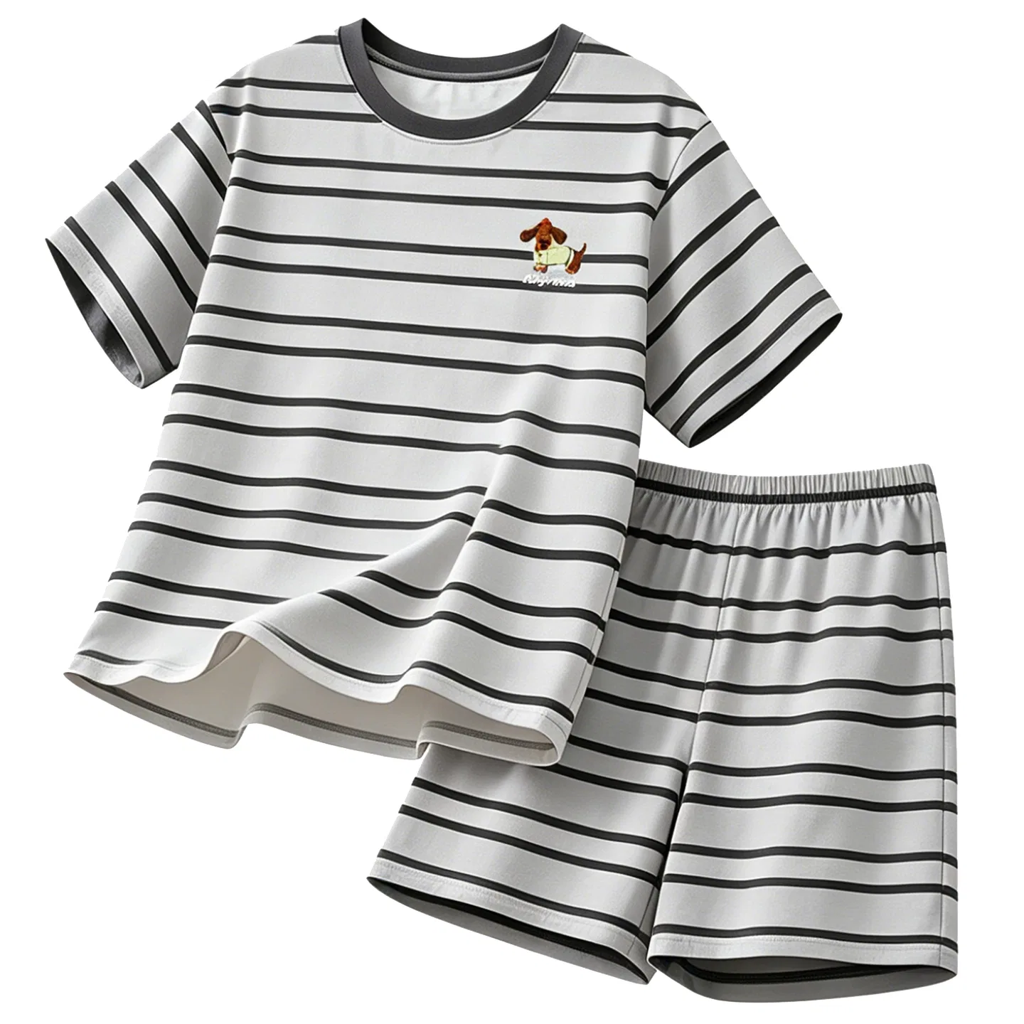 Детский комплект пижамы с длинным рукавом и шортами Red bean, M502 - Hoodie Puppy