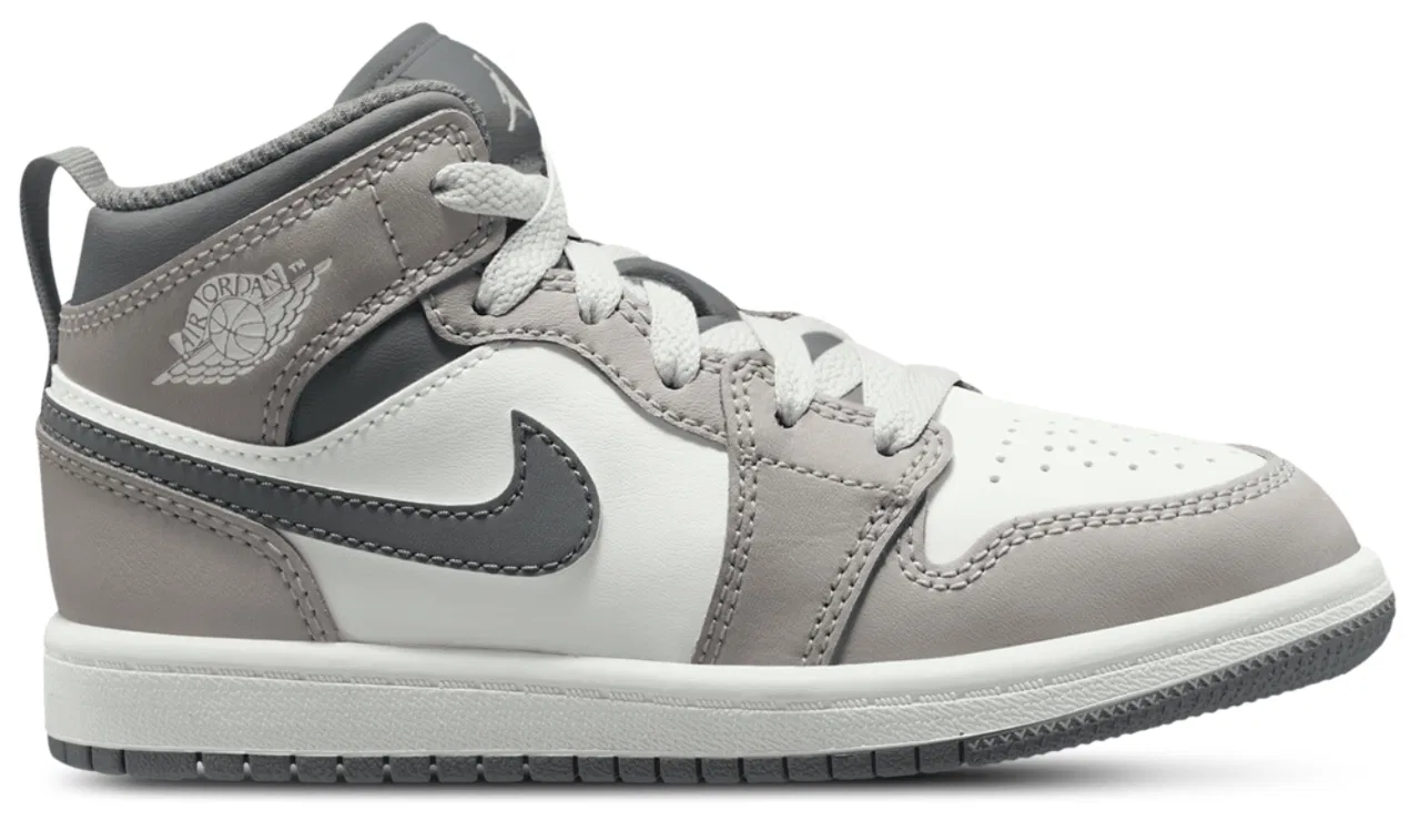 Детские кроссовки Jordan AJ 1 Mid, цвет Enigma Stone/Summit White/Olive Grey