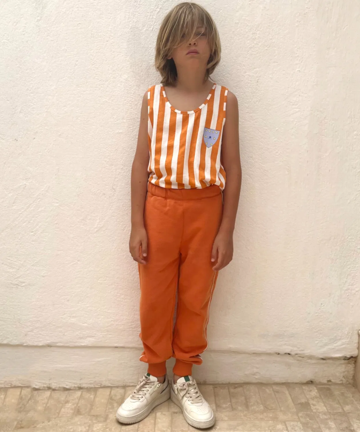 Детский топ без рукавов с полосками Marcel Orange Stripes We are Kids, Orange