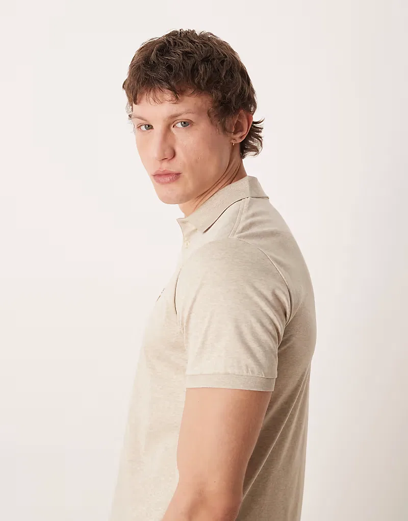 Поло из хлопка пима с логотипом Icon, облегающий крой Polo Ralph Lauren, Tan — фото 4