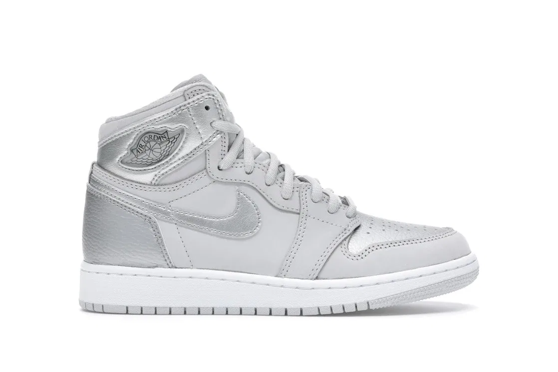 Детские кроссовки с принтом Jordan 1 Retro High Jordan, Neutral Grey/Metallic Silver-White