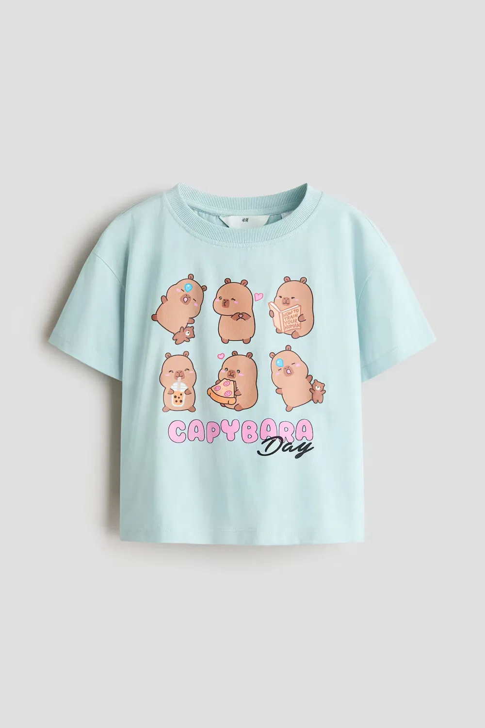 Хлопковая футболка с принтом H&M, Türkis/Capyfun
