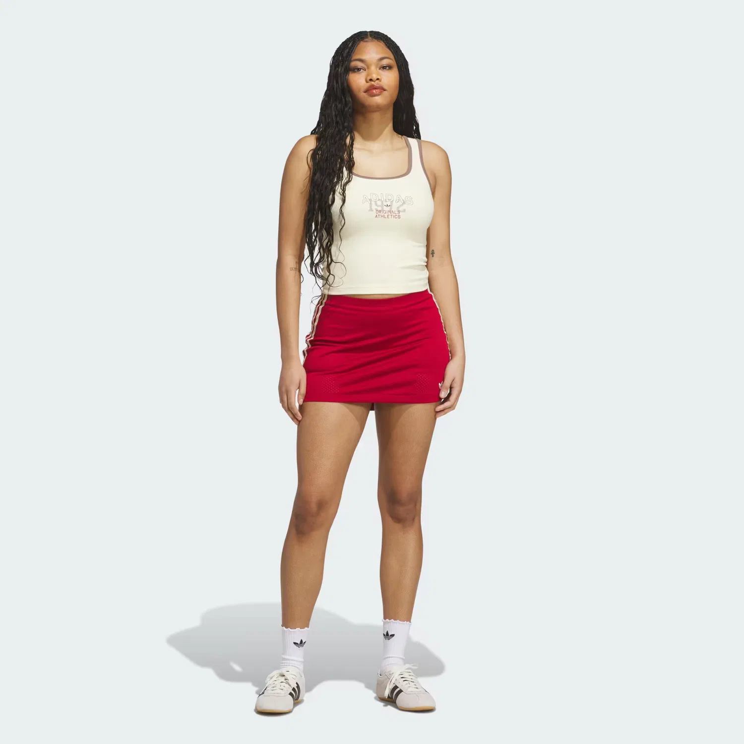 Женская майка с рубчатой фактурой Graphic Rib Tank Adidas Originals, теплый ванильный — фото 3