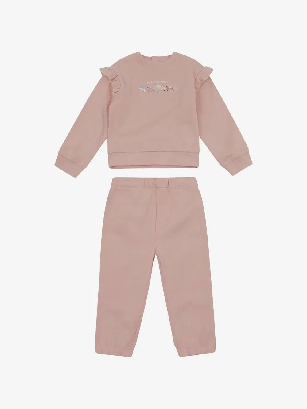 Спортивный костюм с оборками и вышивкой лошади Stella McCartney Kids, розовый