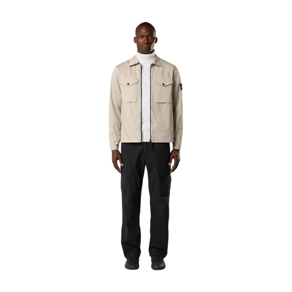 Мужская рубашка-куртка Stone Island Regular-fit Zip-up With Chest Pockets, песочный