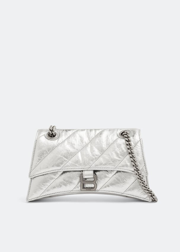 

Сумка BALENCIAGA Crush small chain bag, серебряный, Серый, Сумка BALENCIAGA Crush small chain bag, серебряный