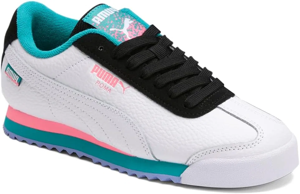 Детские кроссовки для мальчиков Roma Basic PUMA, White/Black/Sunset Glow/Deep Aqua — фото 2