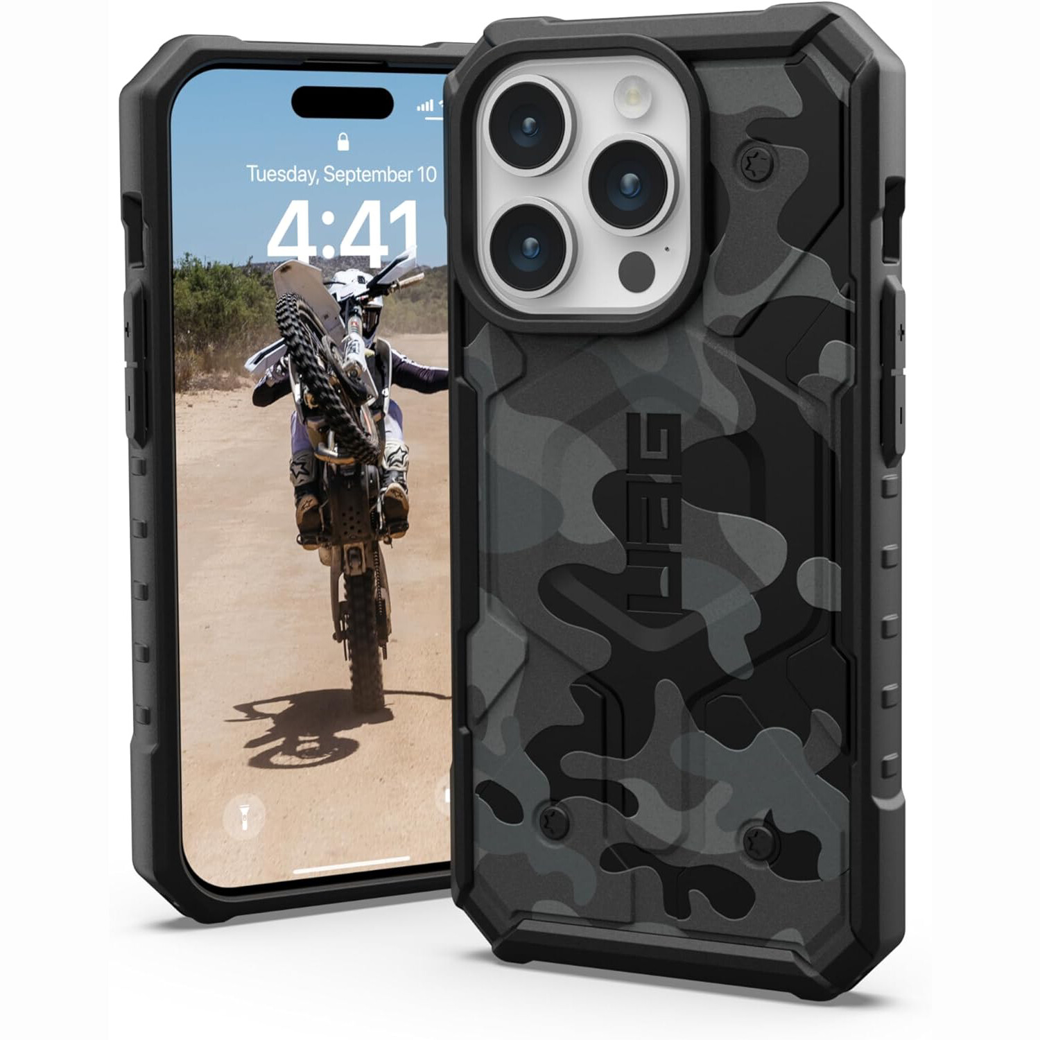 

Чехол UAG Pathfinder для iPhone 15 Pro, SE Midnight Camo, Серый, Чехол UAG Pathfinder для iPhone 15 Pro, SE Midnight Camo