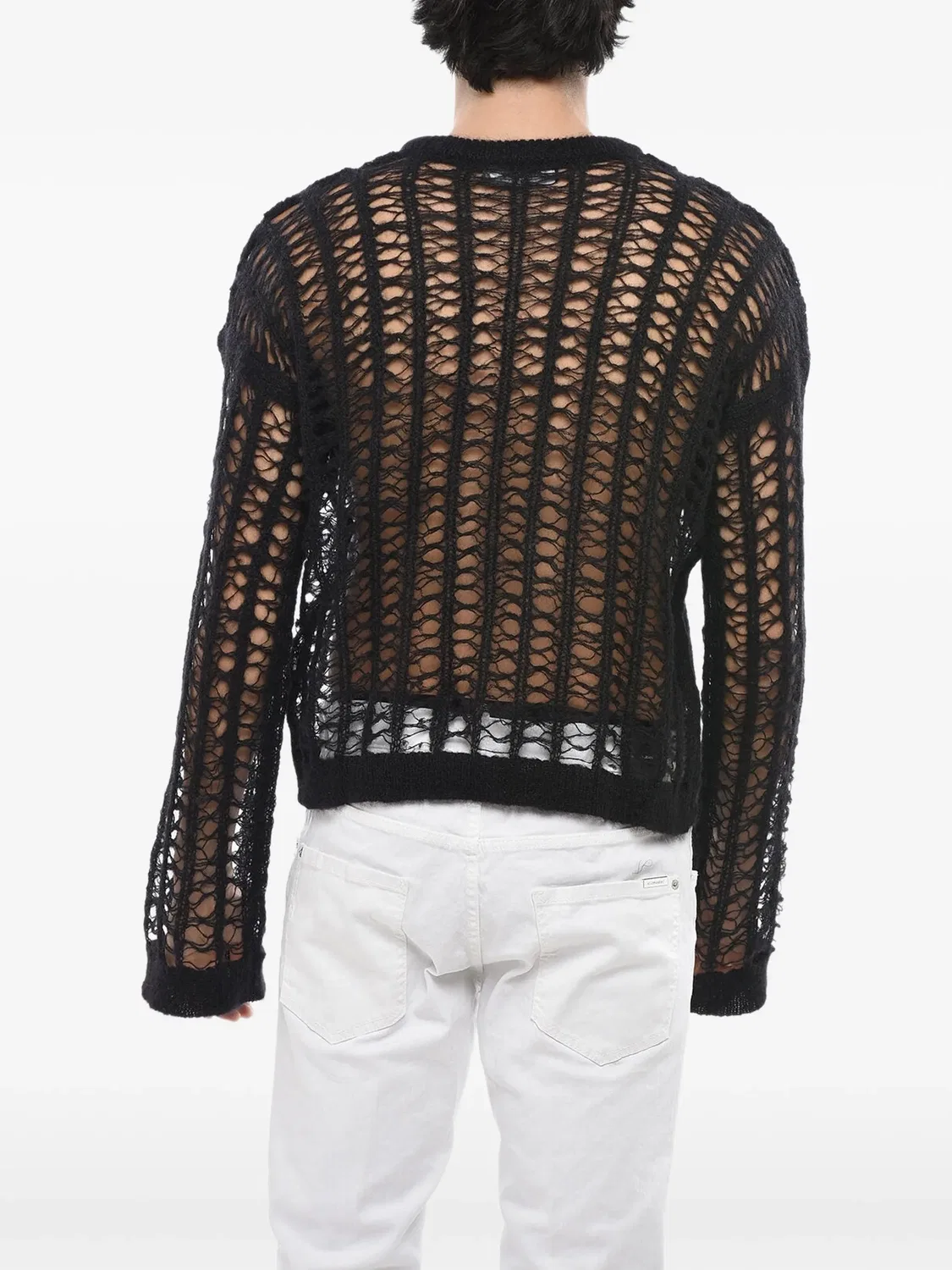 Прозрачный свитер из смеси мохера Dsquared2, черный — фото 3