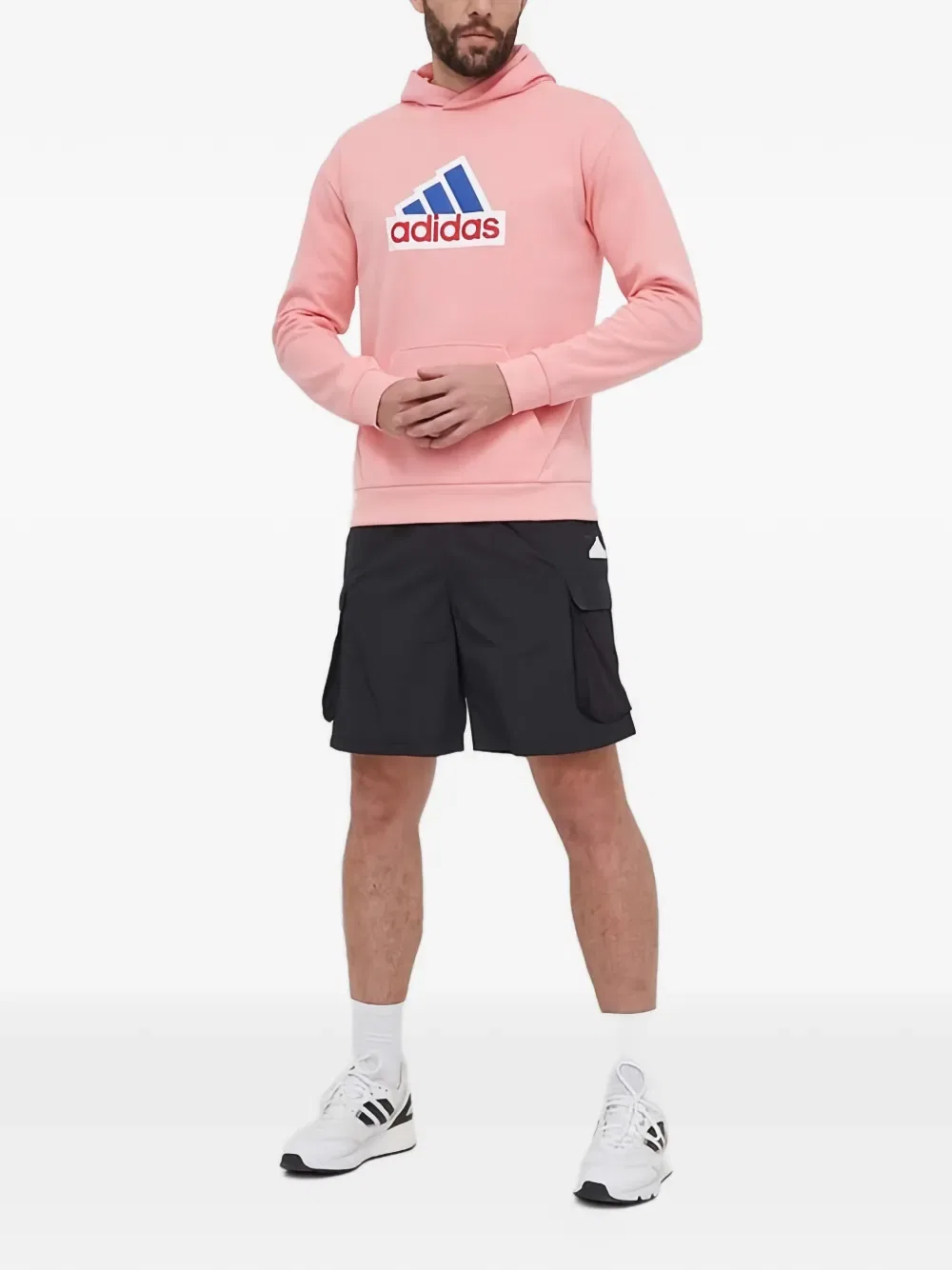 Толстовка с капюшоном и логотипом Adidas, розовый — фото 2