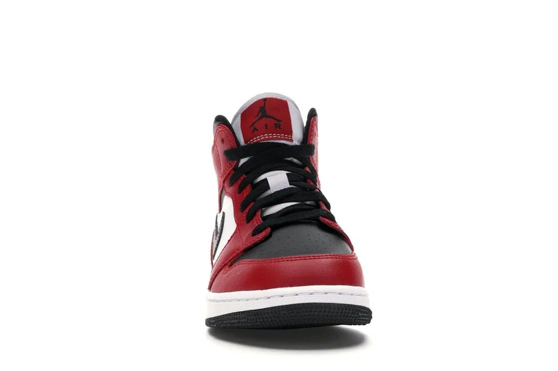 Детские кроссовки с высоким берцем Jordan 1 Mid Chicago Black Toe Jordan, Black/Black-Gym Red — фото 2