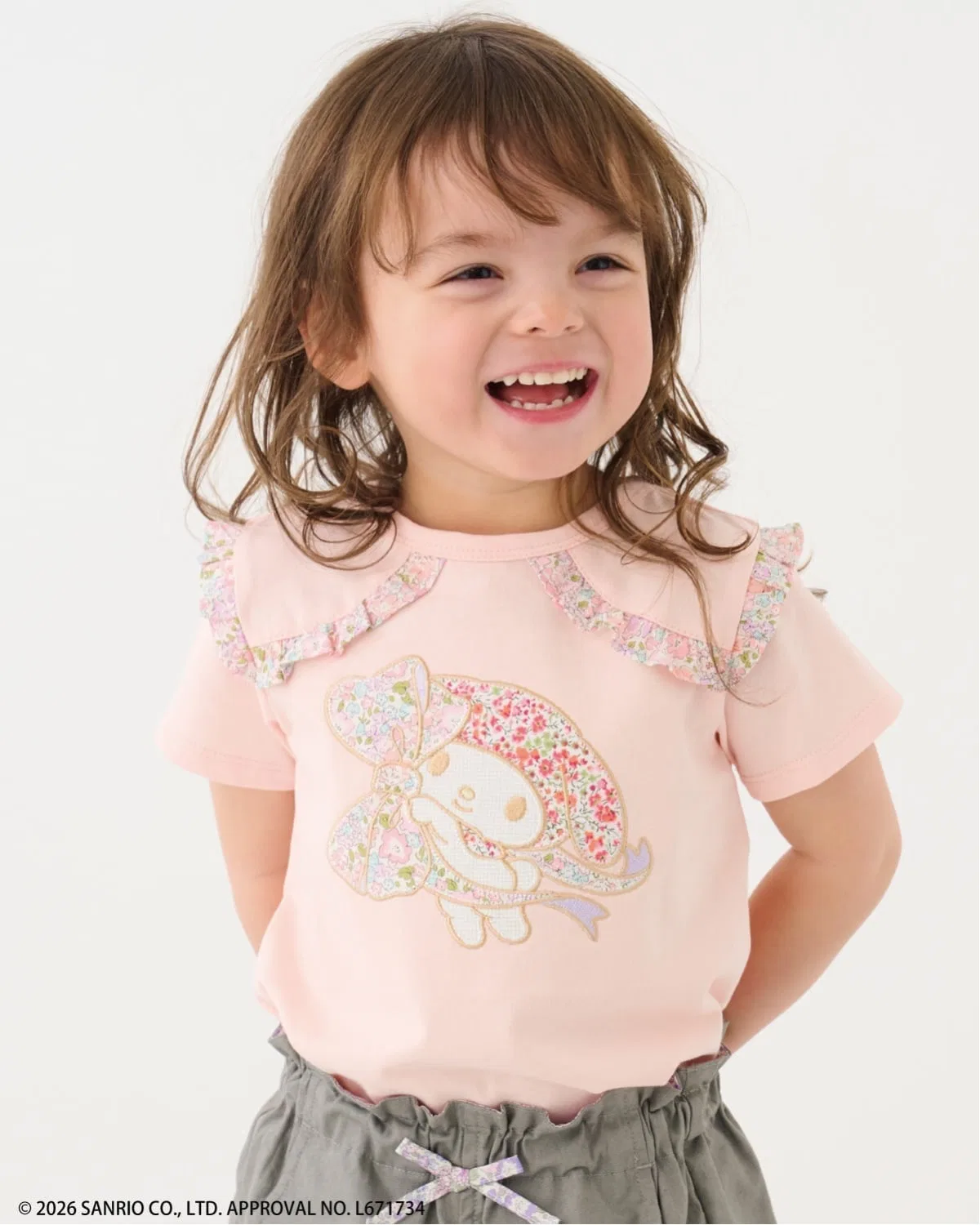 Детская футболка с принтом Liberty Applique Frill Tシャツ sense of wonder, Pink