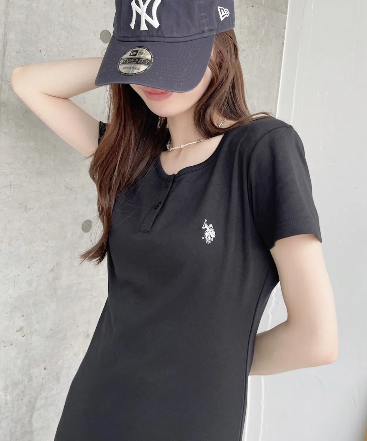Женское платье-футболка с длинным рукавомU.S. POLO ASSN., Серый — фото 3