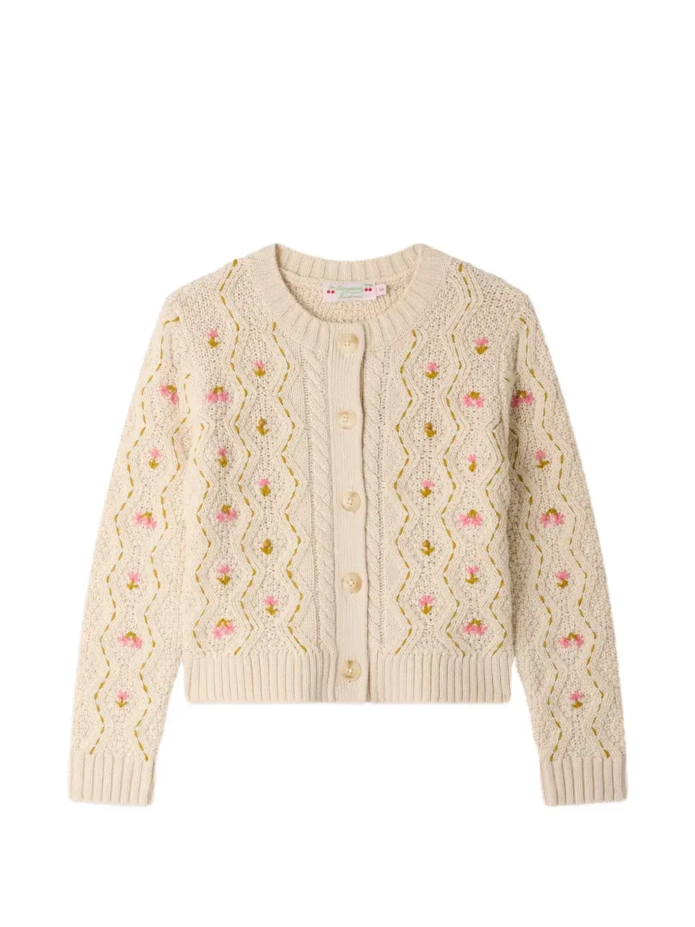 Кардиган Mahael фактурной вязки с вышивкой Bonpoint, бежевый