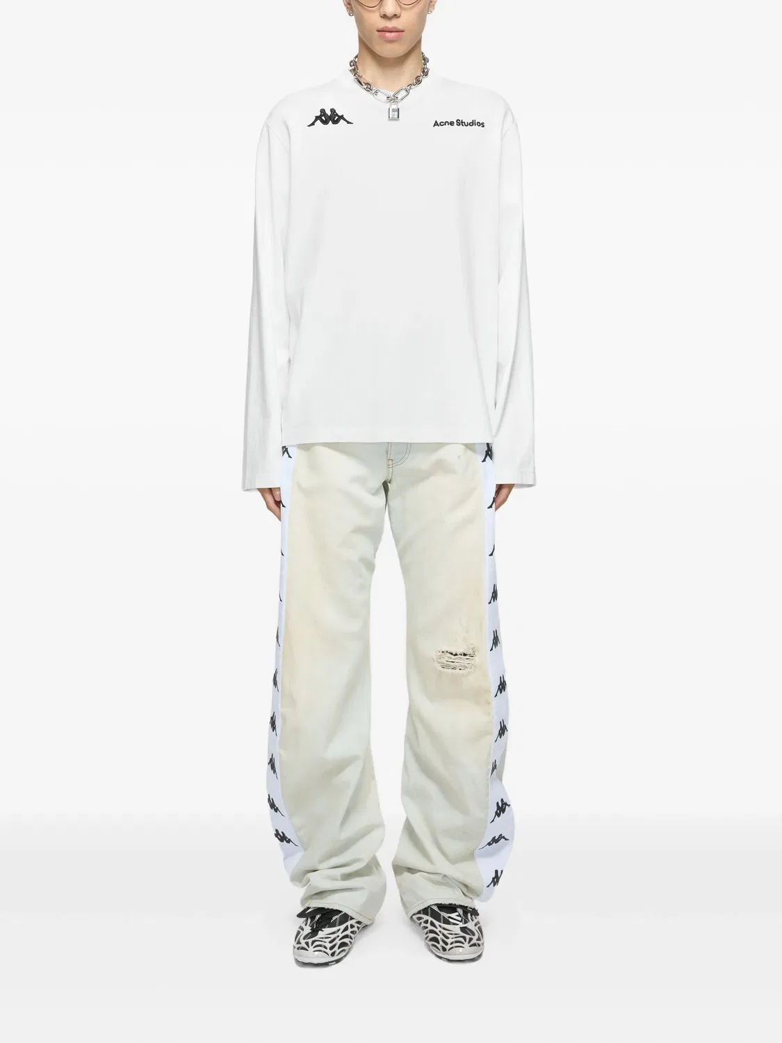 Футболка Acne Studios x Kappa с логотипом, белый — фото 4