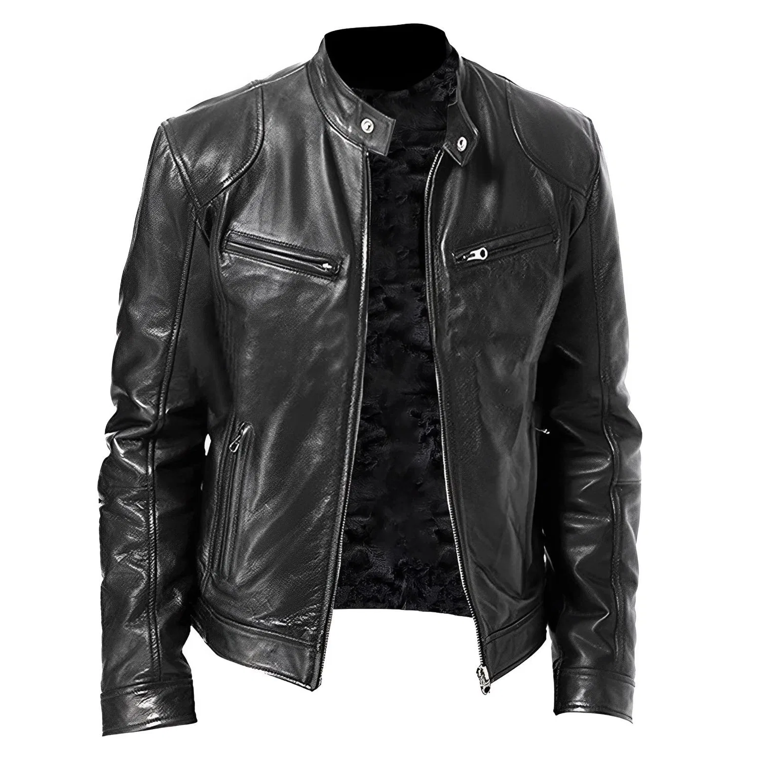 Мужская кожаная куртка с защитой Retro Leather Jacket, Black