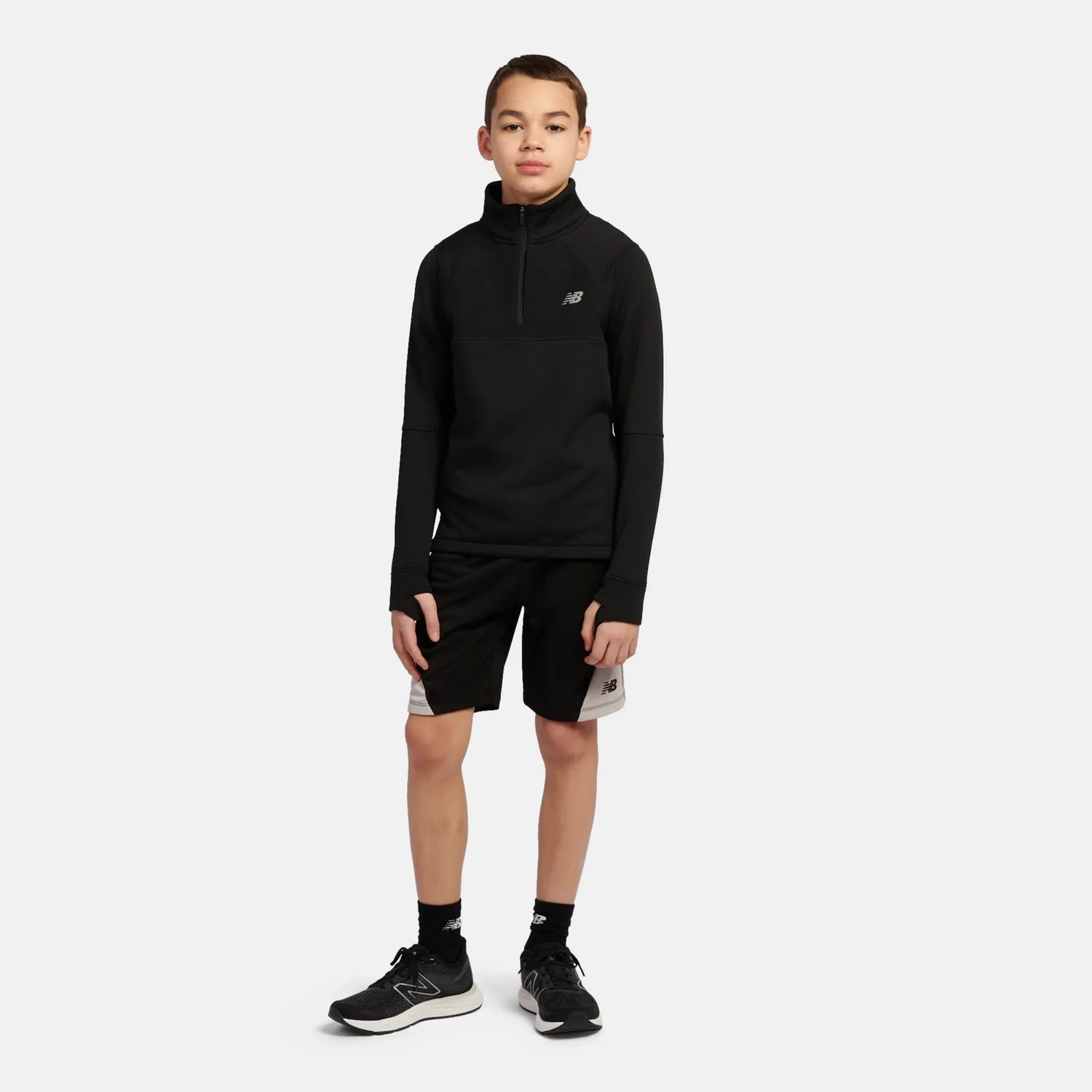 Детский лонгслив с молнией на четверть Slim Fit NB Essential New Balance, Black — фото 2