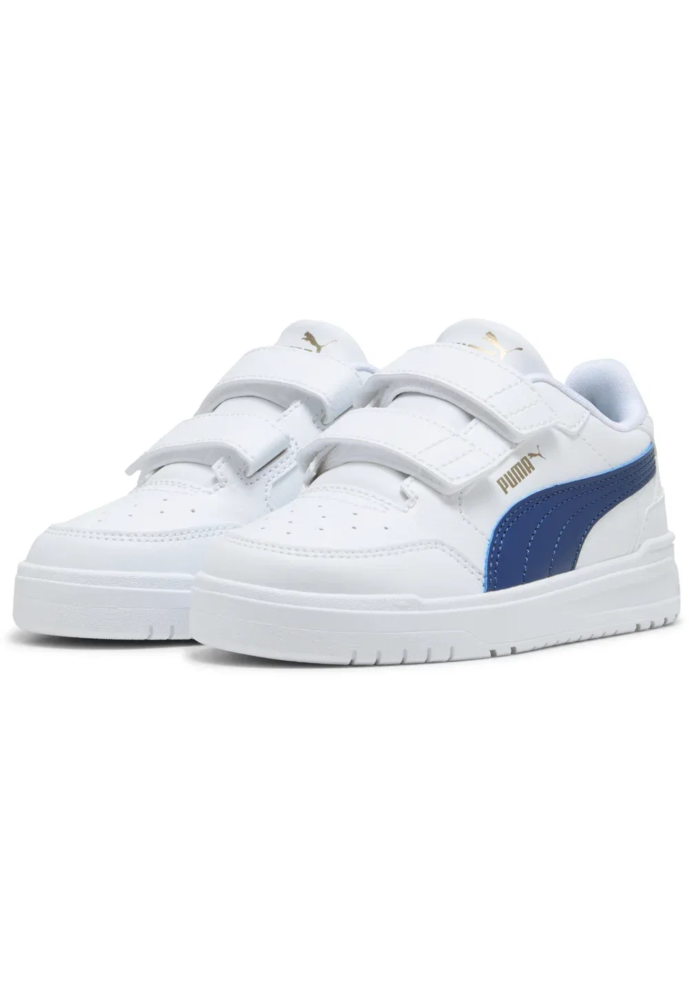 Shuffle downtown lo v ps unisex - детская обувь Puma, White-Clyde Royal- Gold — фото 2