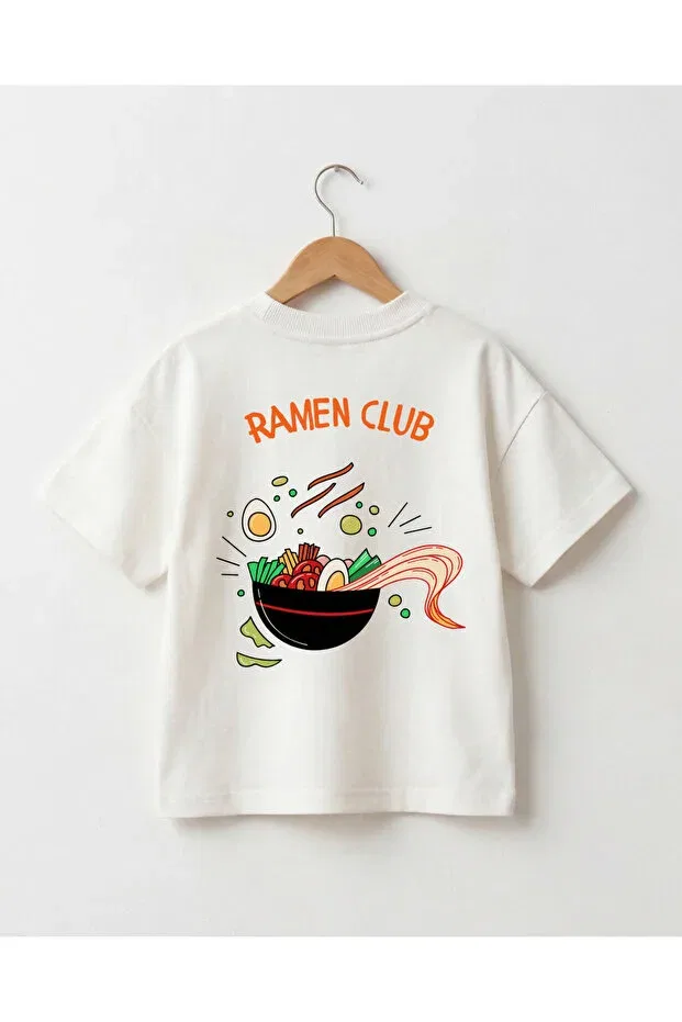 Детская футболка оверсайз с принтом Ramen Noodle Printed Babytex, Ecru