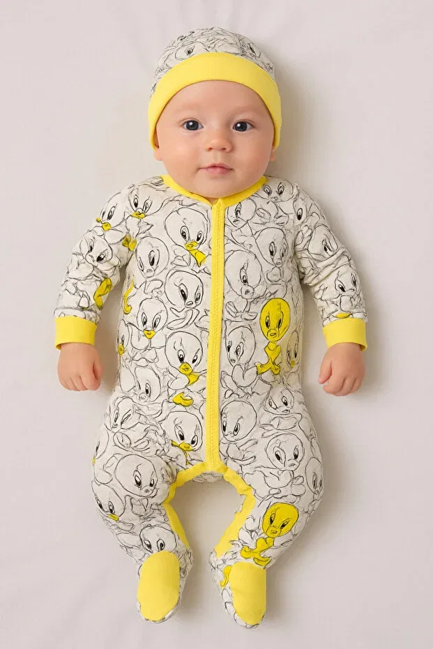 Детский комбинезон с принтом Chick printed Bebekyol, Yellow — фото 3