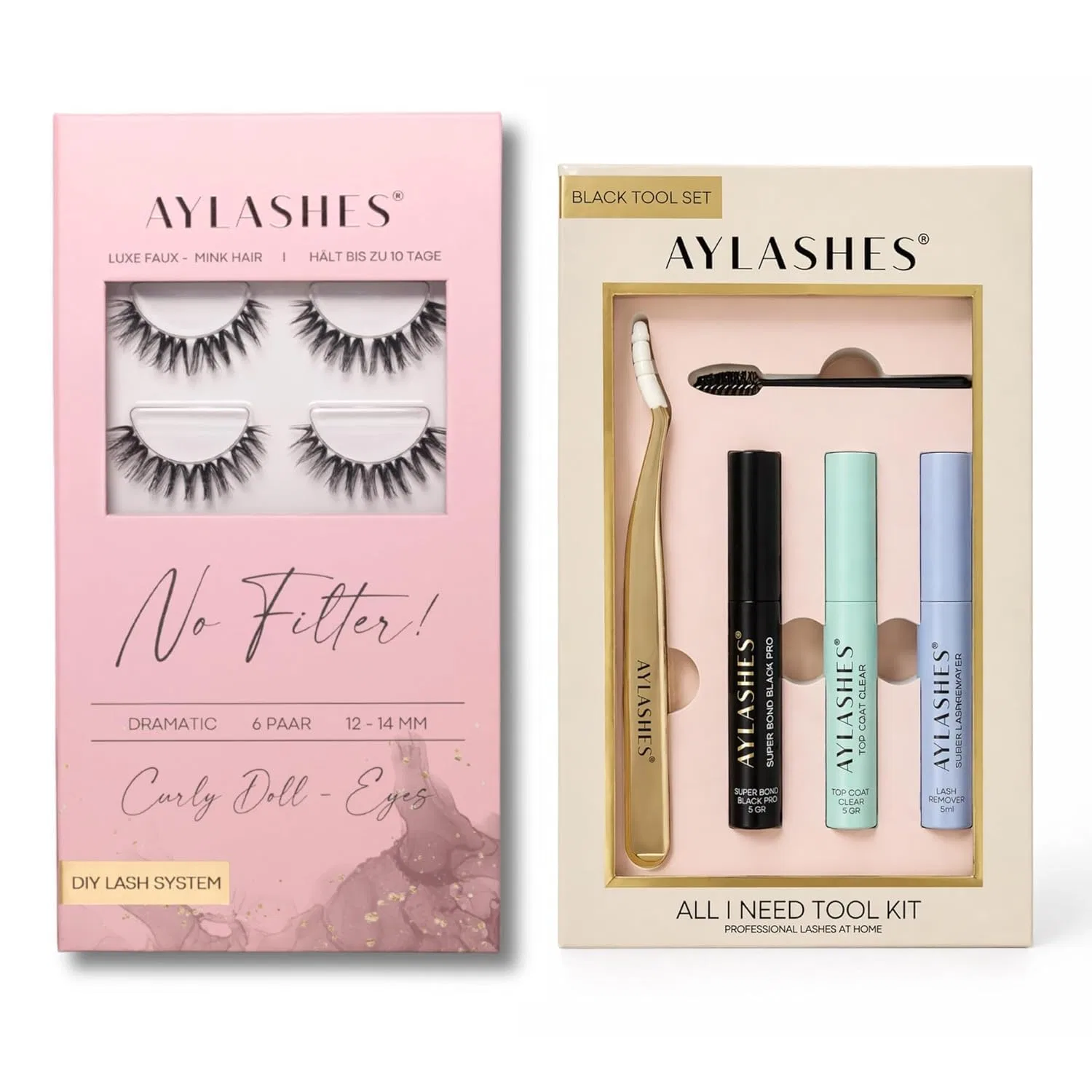 Набор для наращивания ресниц DIY, 5 пар ресниц 12-14 мм, Aylashes, 1 набор, Black Eyelash Glue