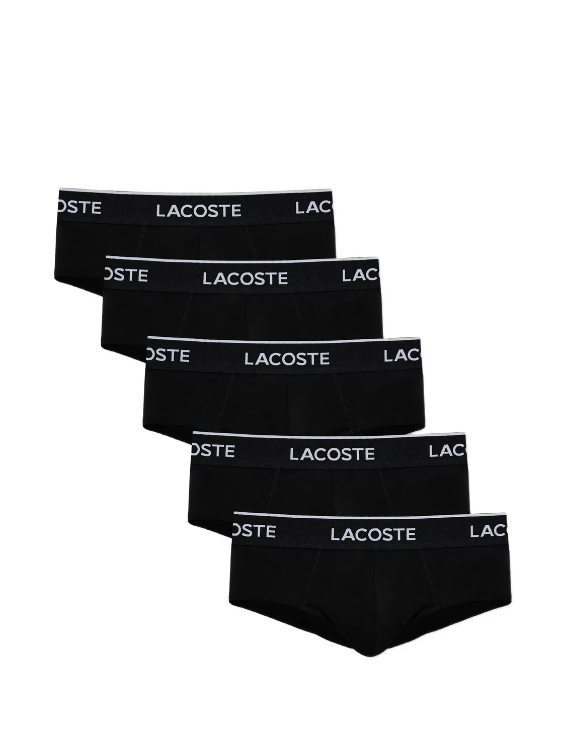 Трусы-брифы из хлопковой смеси, черные (набор 5) Lacoste, черный
