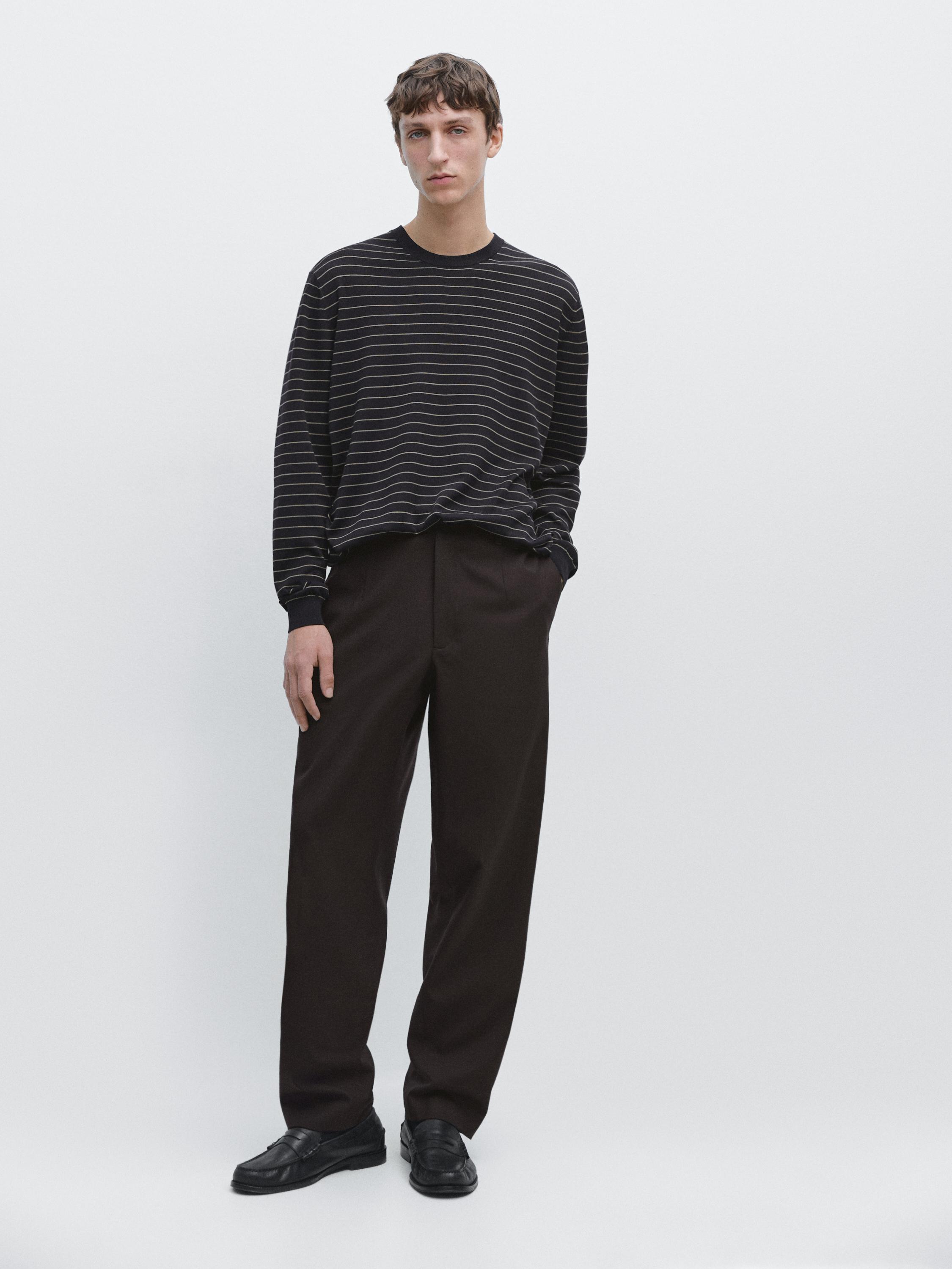 Футболка Massimo Dutti Striped Long Sleeve Knit Sweater, темно-синий — фото 4