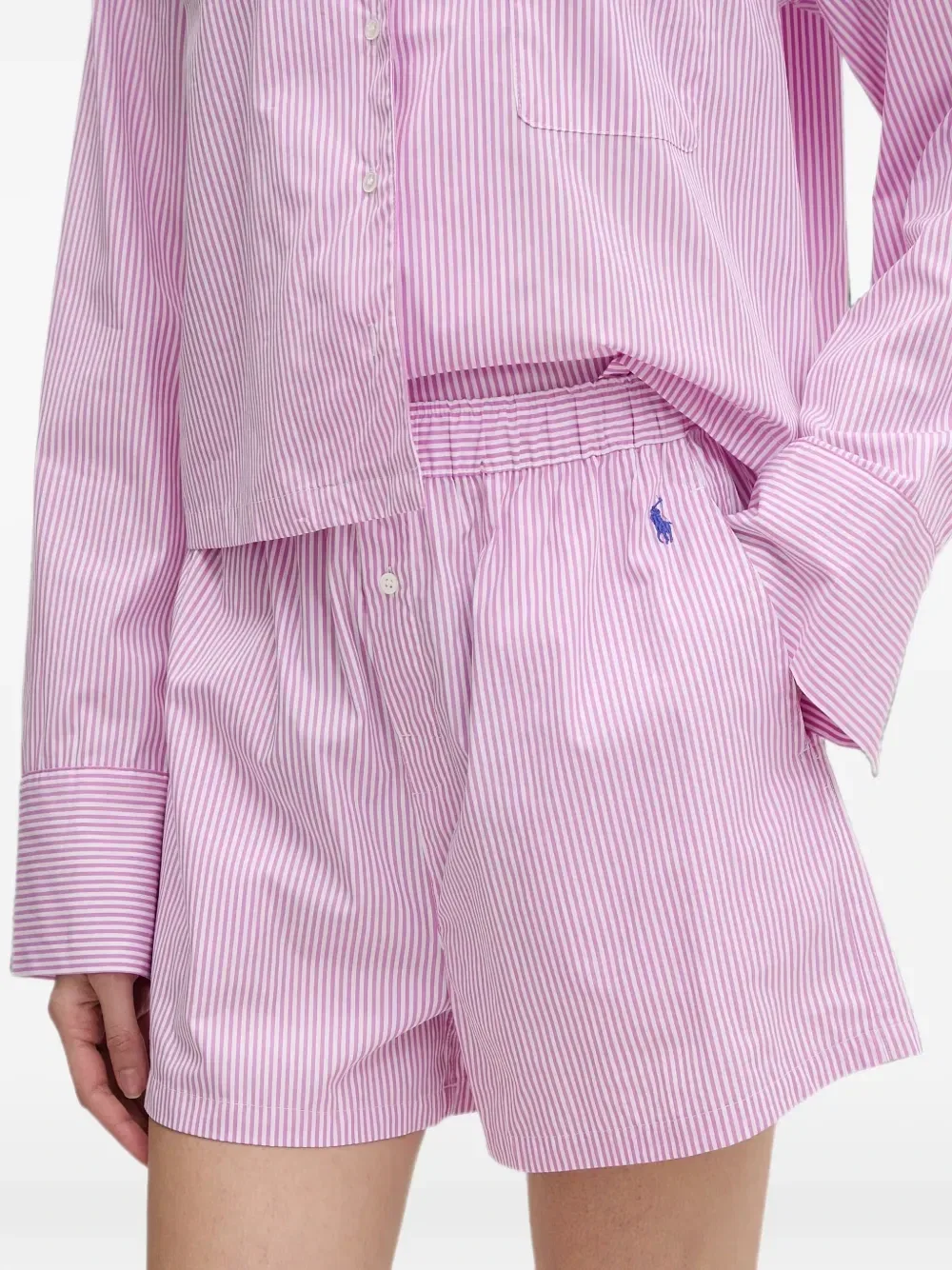 Пижамный комплект из полосатого хлопка Polo Ralph Lauren, розовый — фото 4