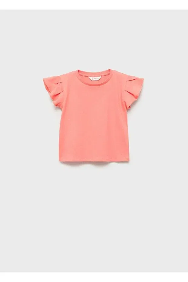 Детская футболка с рюшами Mango Baby, Coral Red