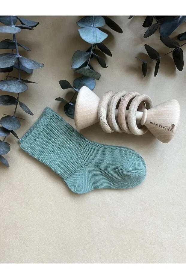 Детские носки для новорожденных хлопковые Bamboo Corded Baby Socks Mintirik, Dark Green