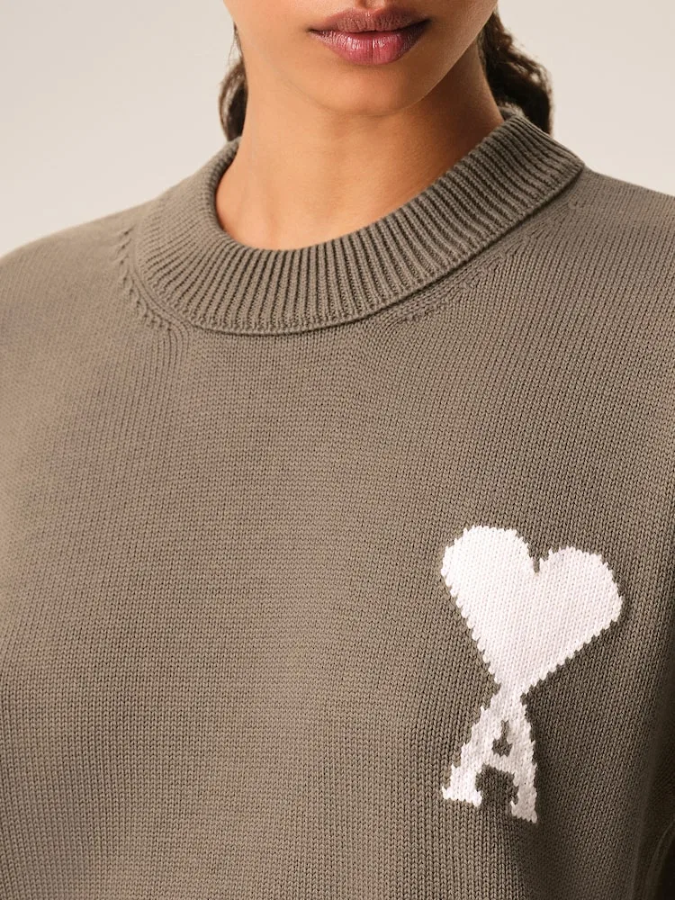 Свитер с круглым вырезом, контрастный Ami De Coeur AMI PARIS, Beige Taupe/Ecru — фото 3