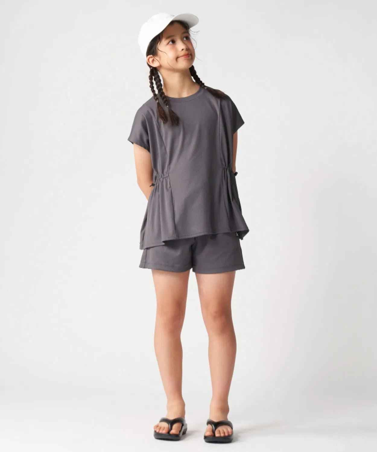 Детские шорты из рибаны с длиной выше колена, модель Rib Short Pants LOWRYS FARM SCHOOL, Charcoal Grey — фото 4