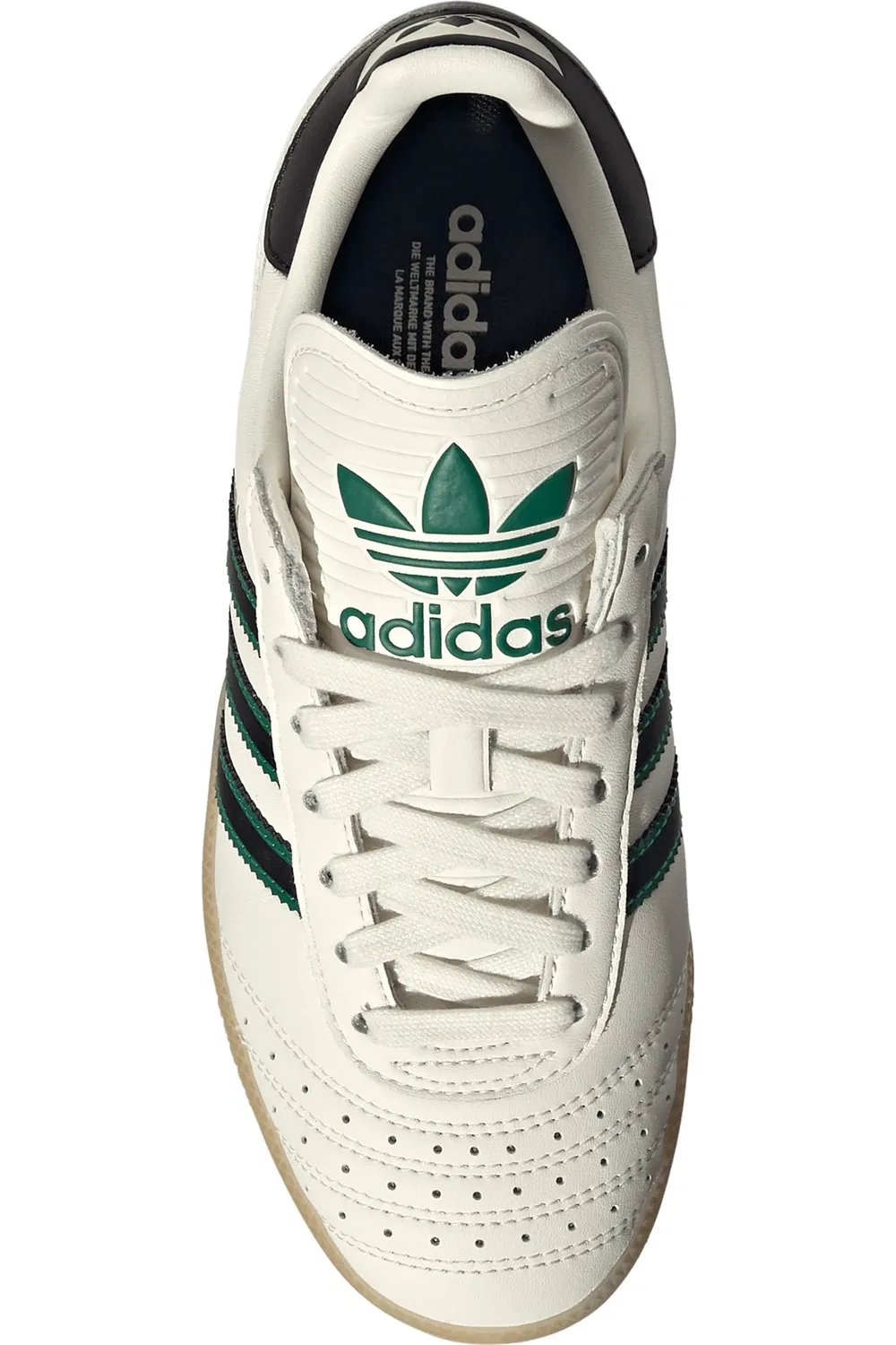 Детские кеды кожаные с удлиненным языком Samba JP adidas, Off White/Core Black/Gum — фото 4