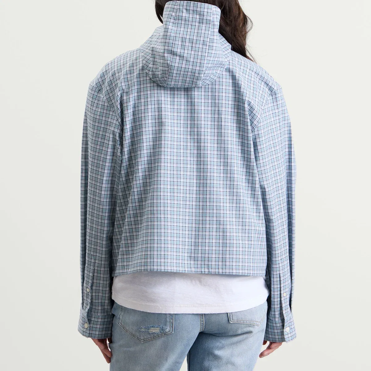 Куртка из хлопка с капюшоном Ofass Check Jacket Acne Studios, Blue & White — фото 3