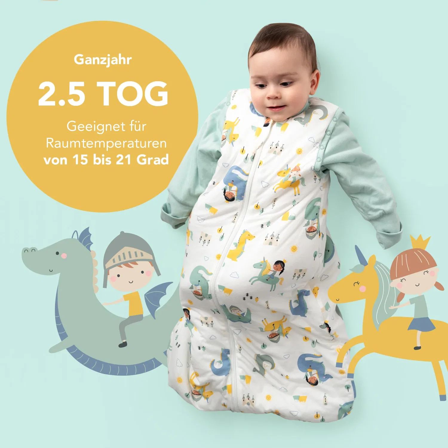 Спальный мешок для малыша 2.5 TOG Schlummersack, бело-синий — фото 3
