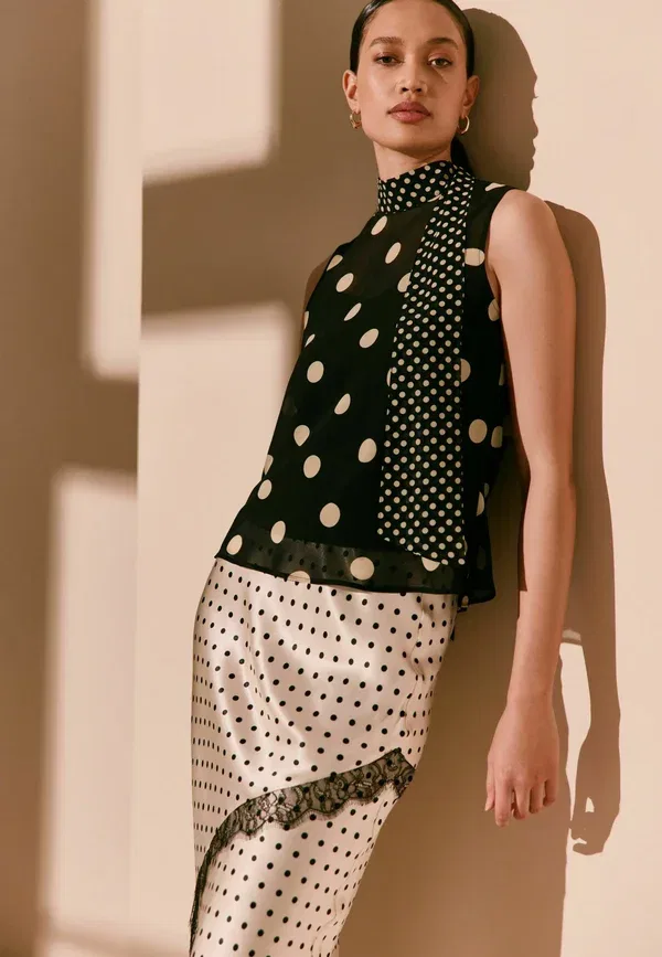 Блуза с узором в горошек Blouse Next polka dot, черный — фото 2