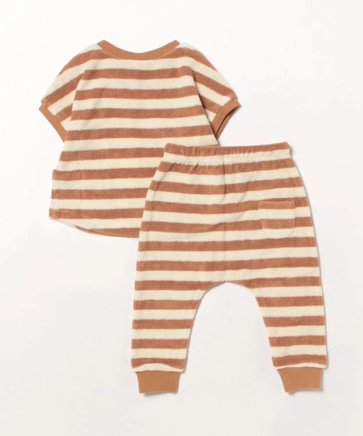 Детский комплект из футболки и штанов с длинным рукавомAmber-Stripe Quincy Mae, White/Brown — фото 2