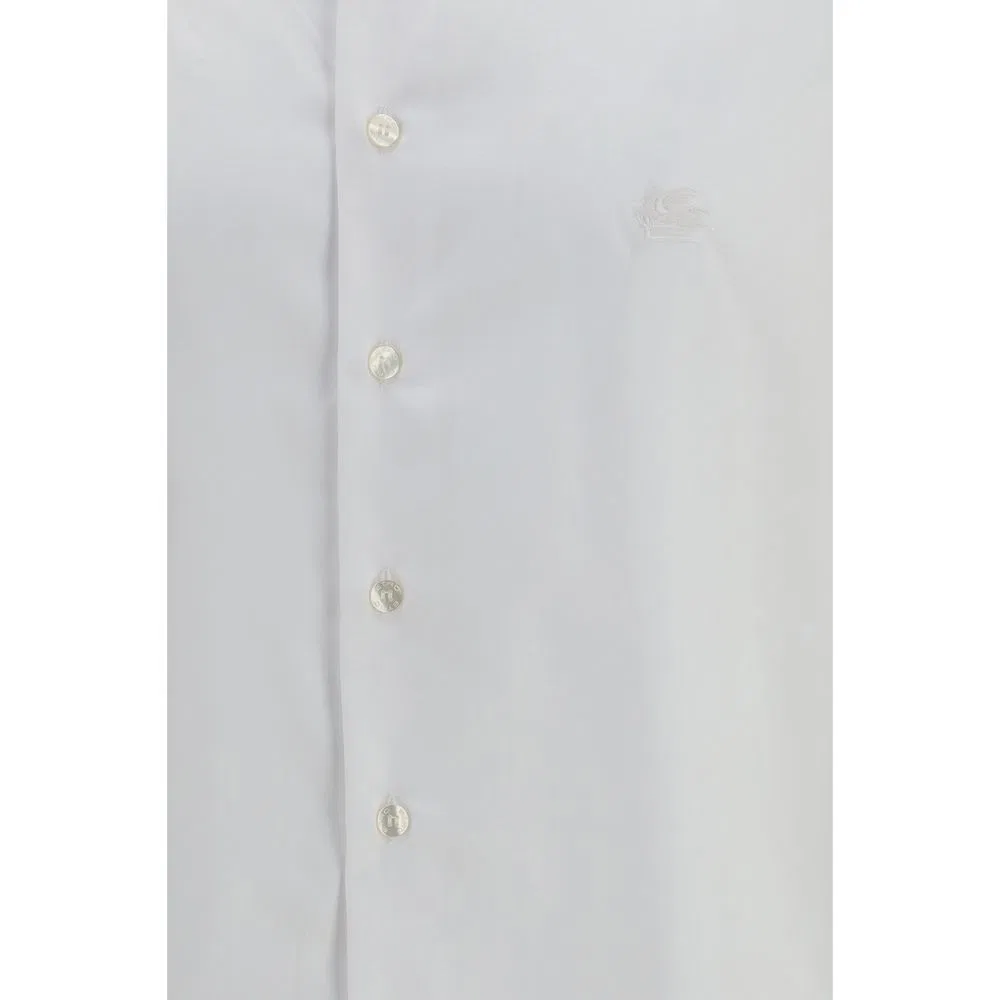 Мужская рубашка с длинным рукавом White Cotton Dress Shirt Etro, White — фото 3