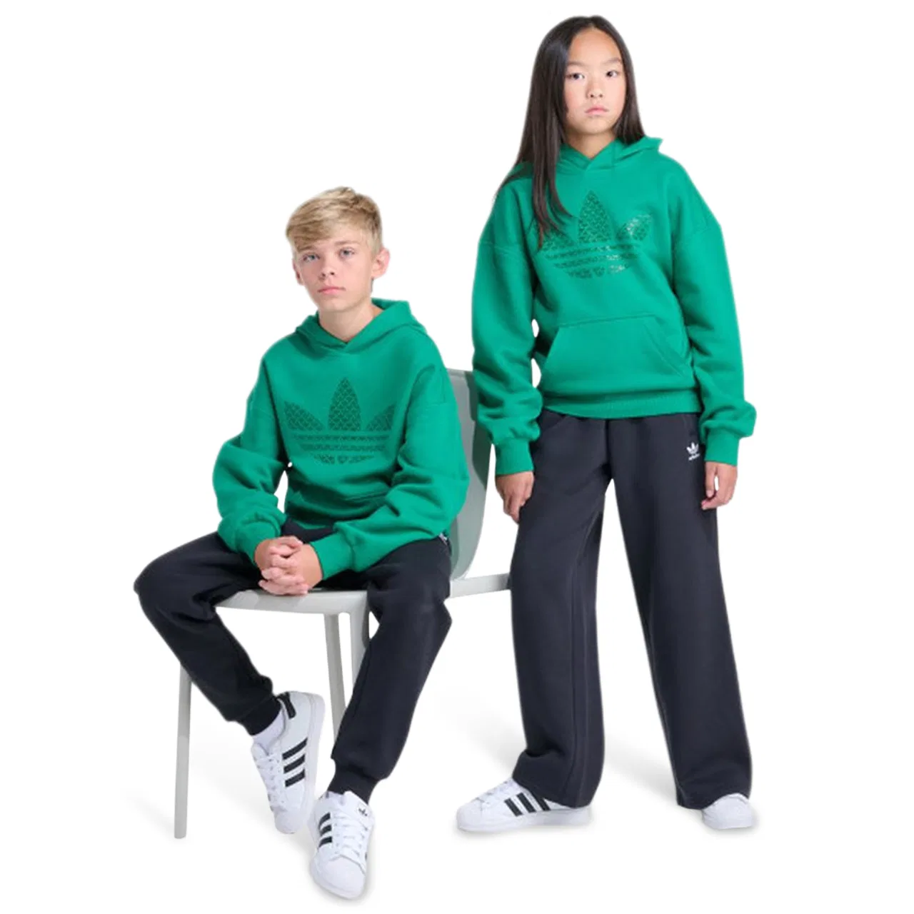 Худи для мальчиков Gel Trefoil Adidas, цвет Bold Green/Bold Green — фото 4