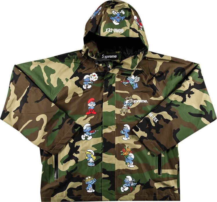 

Куртка Supreme x Smurfs GORE-TEX Shell Jacket 'Woodland Camo', разноцветный, Коричневый, Куртка Supreme x Smurfs GORE-TEX Shell Jacket 'Woodland Camo', разноцветный