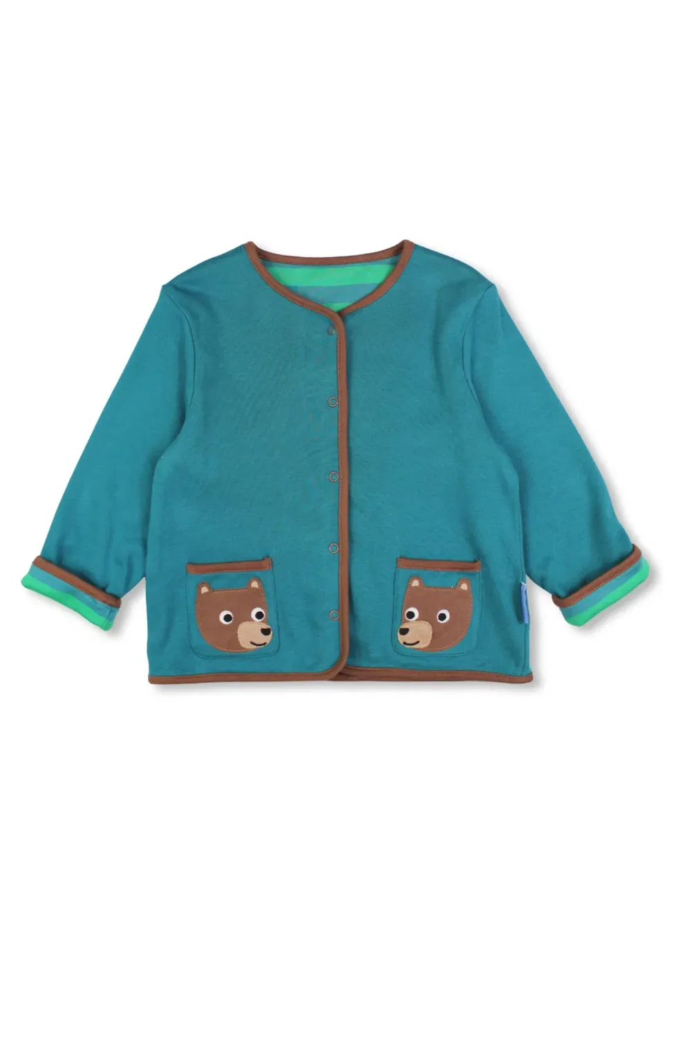 Детская куртка с аппликацией Bear Reversible Jacket Toby Tiger, Teal — фото 4