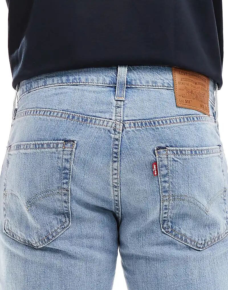 Легкие джинсы Levi's 511 с зауженным кроем, светло-серого цвета — фото 4
