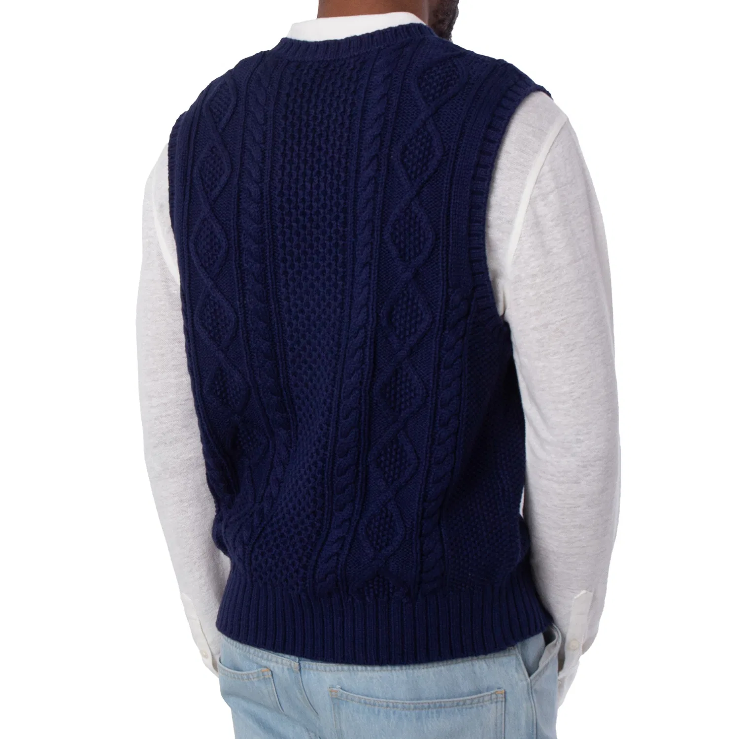 Свитер без рукавов Aran-Knit Cotton Sweater Vest Polo Ralph Lauren, Blue — фото 3