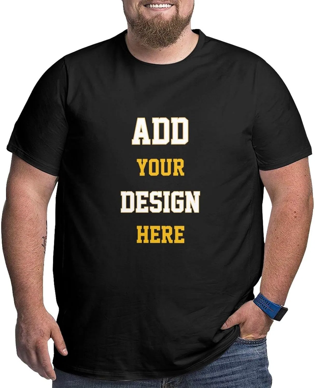 Мужская футболка свободного кроя Custom Picture T-shirts for Big and Tall Men, Black
