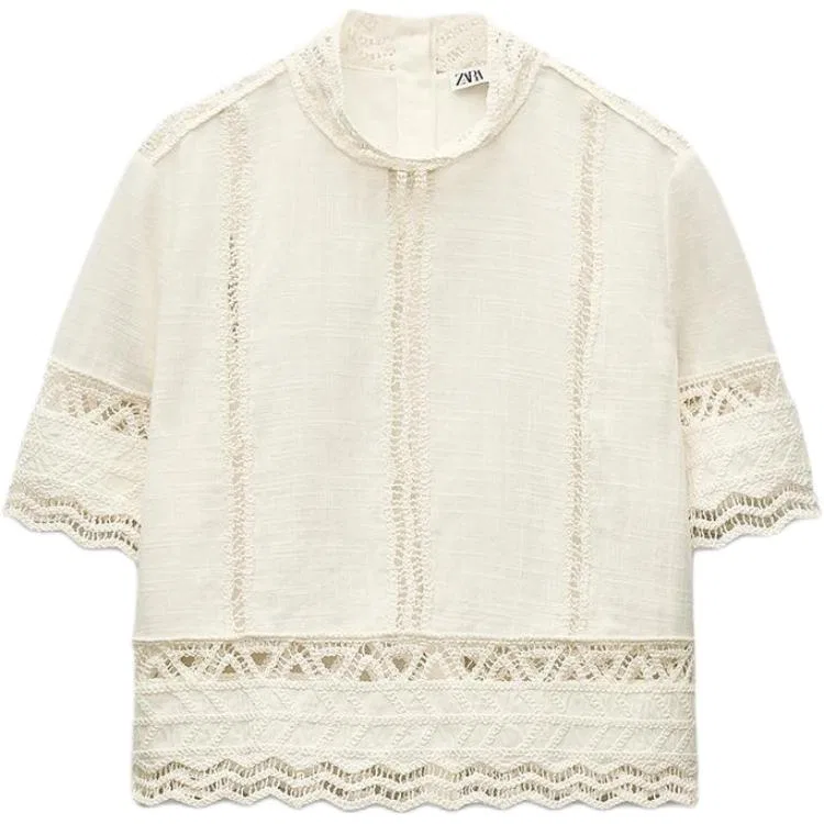 Женская рубашка с длинным рукавом ZW Shirt Raw White, ZARA, Raw White