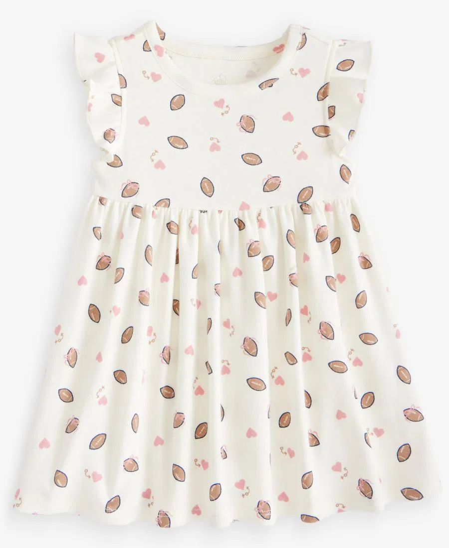Платье с коротким рукавом с принтом, модель Football-Print First Impressions, Delicate Ivory
