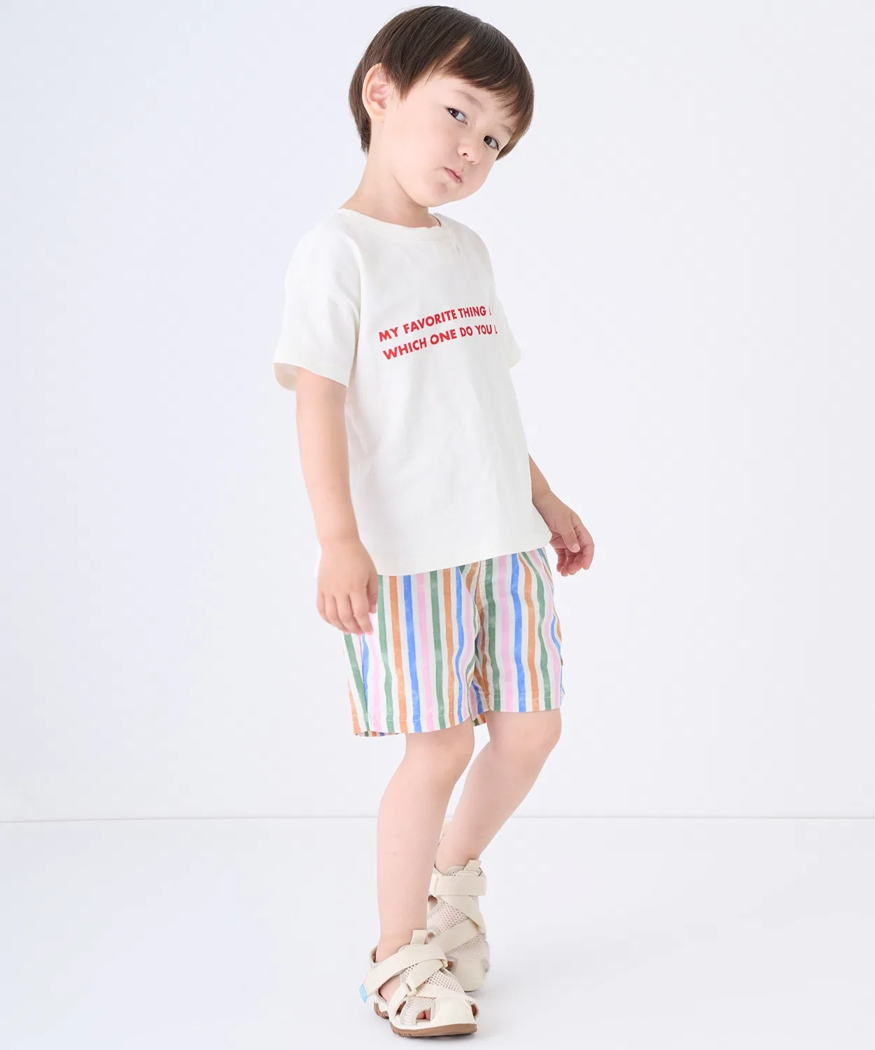 Детские шорты-трапеция из нейлона с принтом, модель Stripes, petit main, Stripe