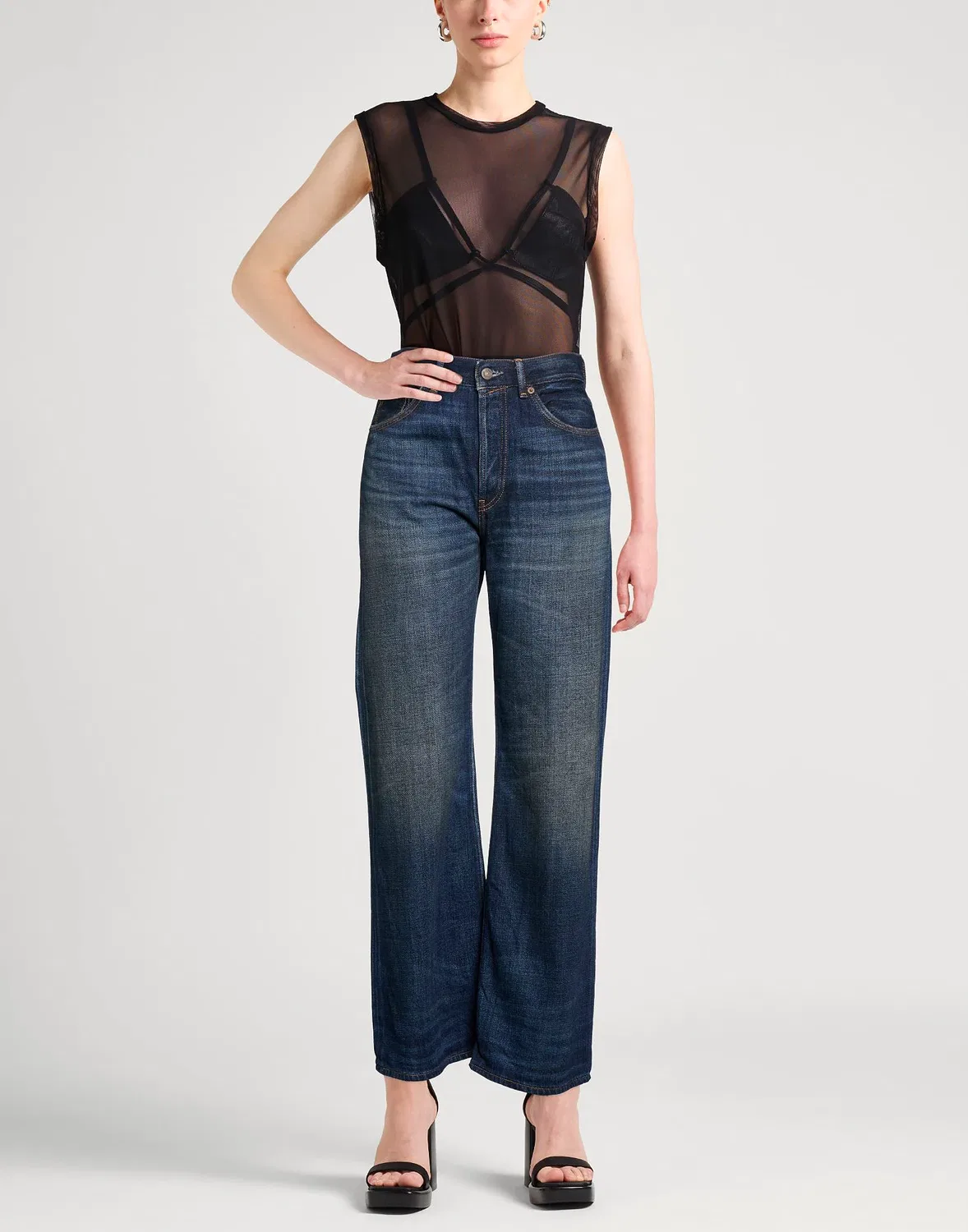 Женские джинсы-клеш с завышенной талией Acne Studios, синий — фото 2