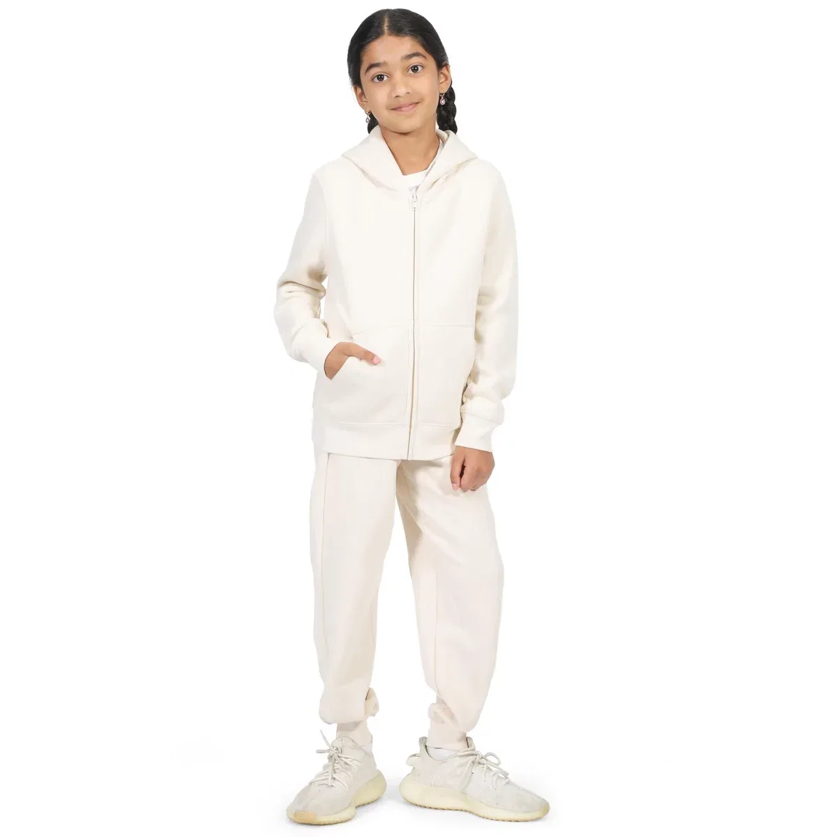 Детское худи на молнии для девочек Everyday Kids, Off-White — фото 2